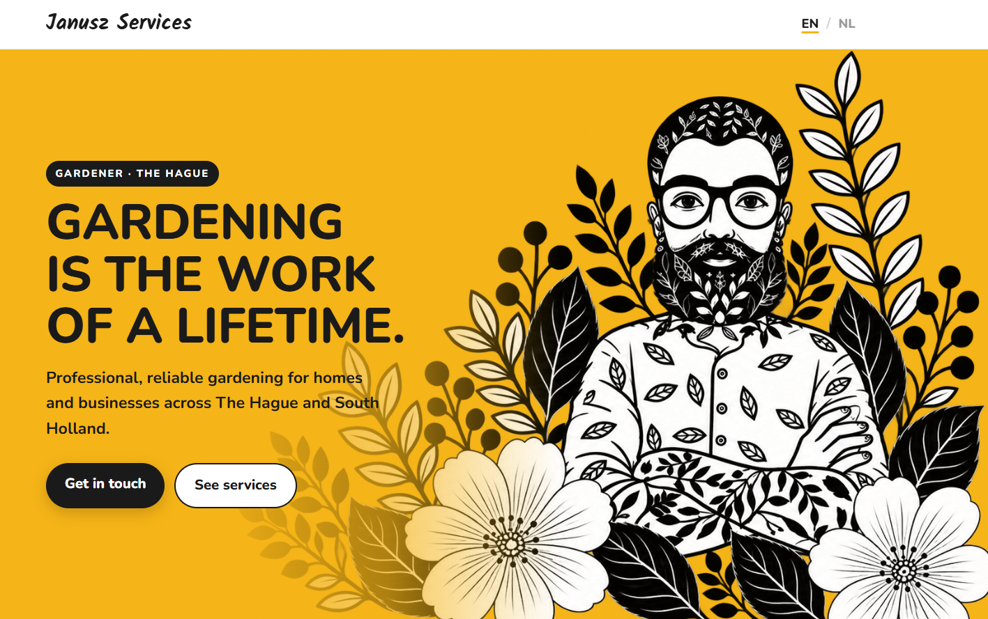 Janusz Services website homepage