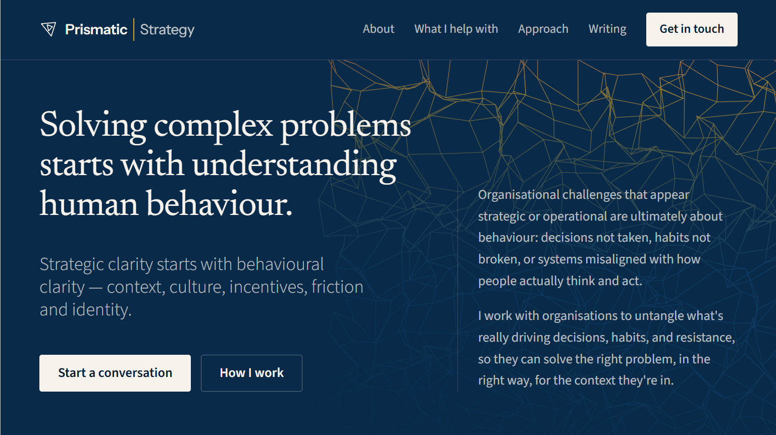 Prismatic Strategy website homepage