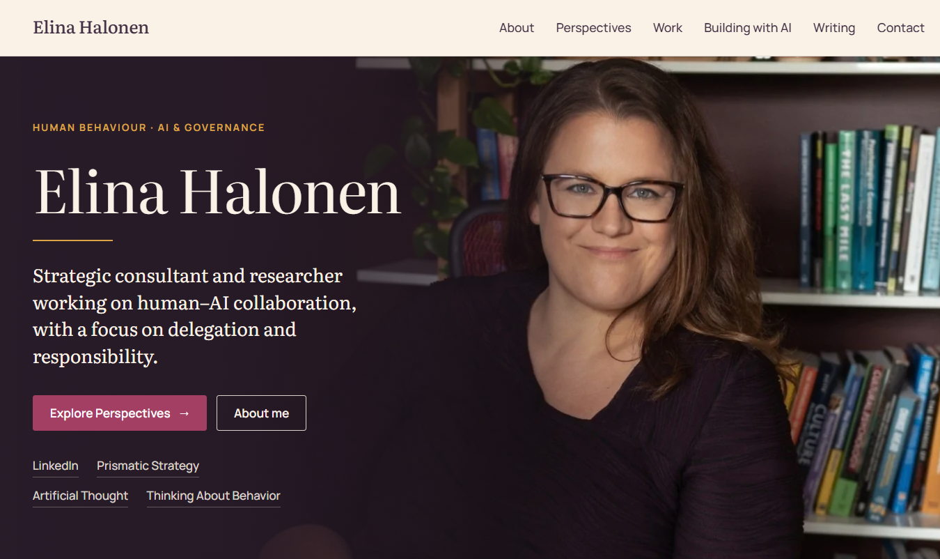 Elina Halonen portfolio website homepage